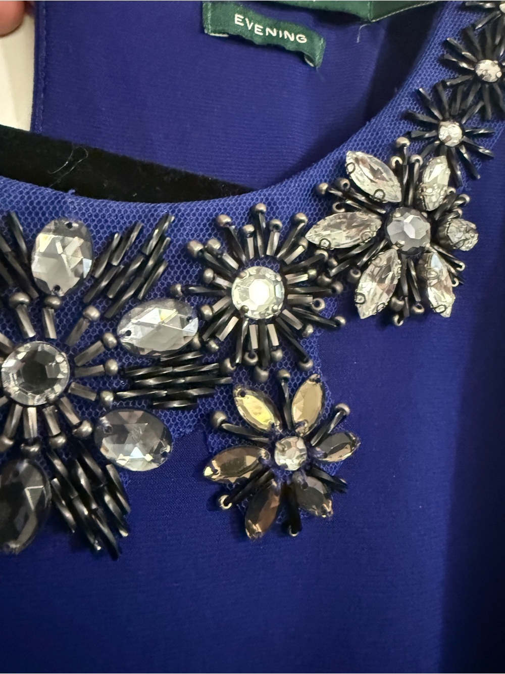 Lauren Ralph Lauren Royal Blue Embellished Ruched Jersey Dress 6 - Picture 4 of 5